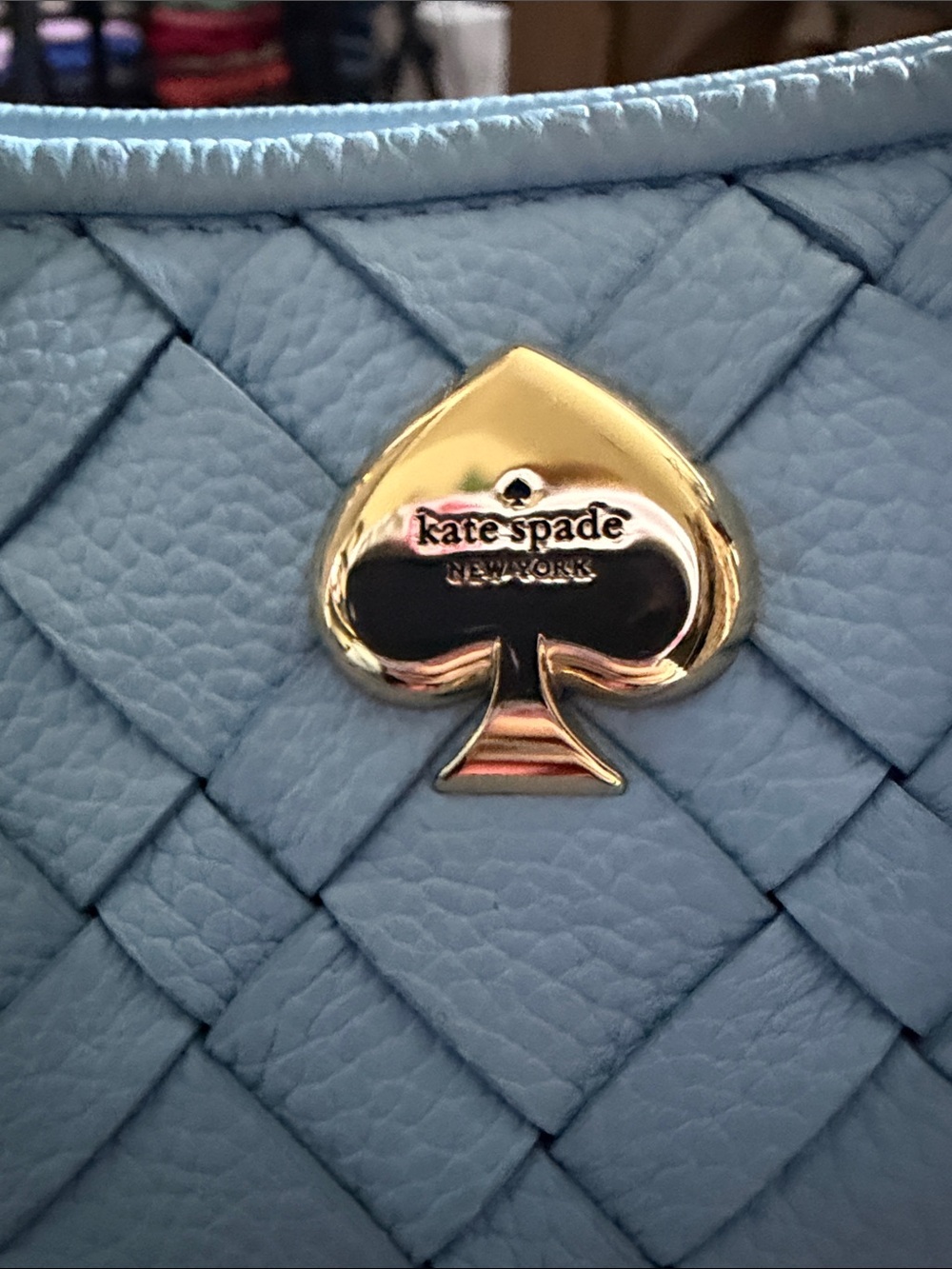 kate Spade small shoulder Blue Woven Leather Bag Gold Hardware KL026 Retail $399 - Picture 6 of 12